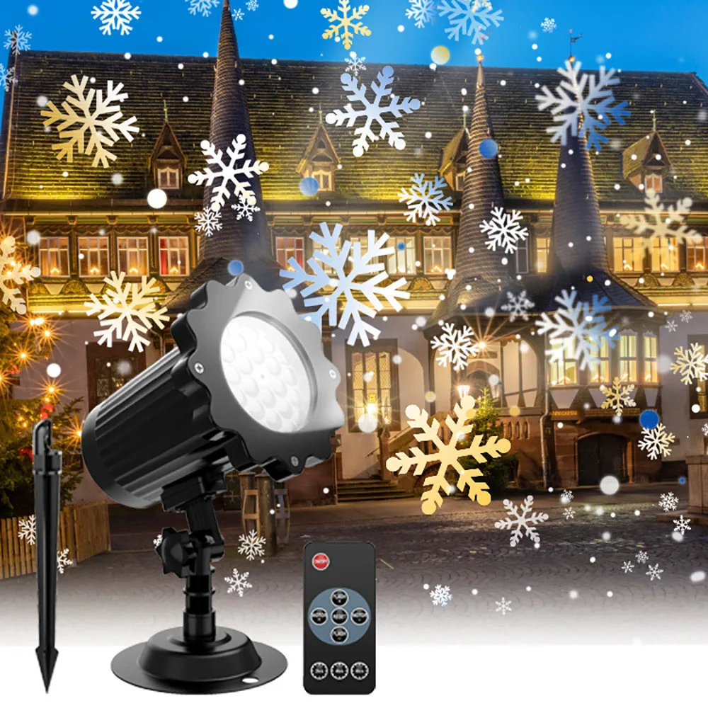 Christmas Snowflake Projector Lights for Outdoor IP65 Waterproof Holiday Projector Lamp Rotating Snowfall Lamp for Garden Decor