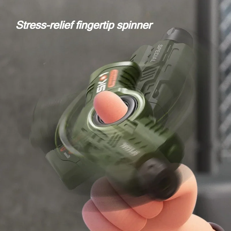 Fidget Spinner Ring EDC Launcher Mini Blaster 2 Stück mit 6 Saug-Darts Stressabbau Interaktives Lernspielzeug Geschenk für Kinder