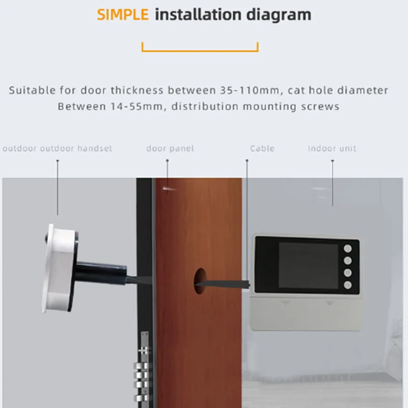 Saikiot-timbre de vídeo Digital inalámbrico inteligente, mirilla con Monitor, Audio bidireccional, 720P