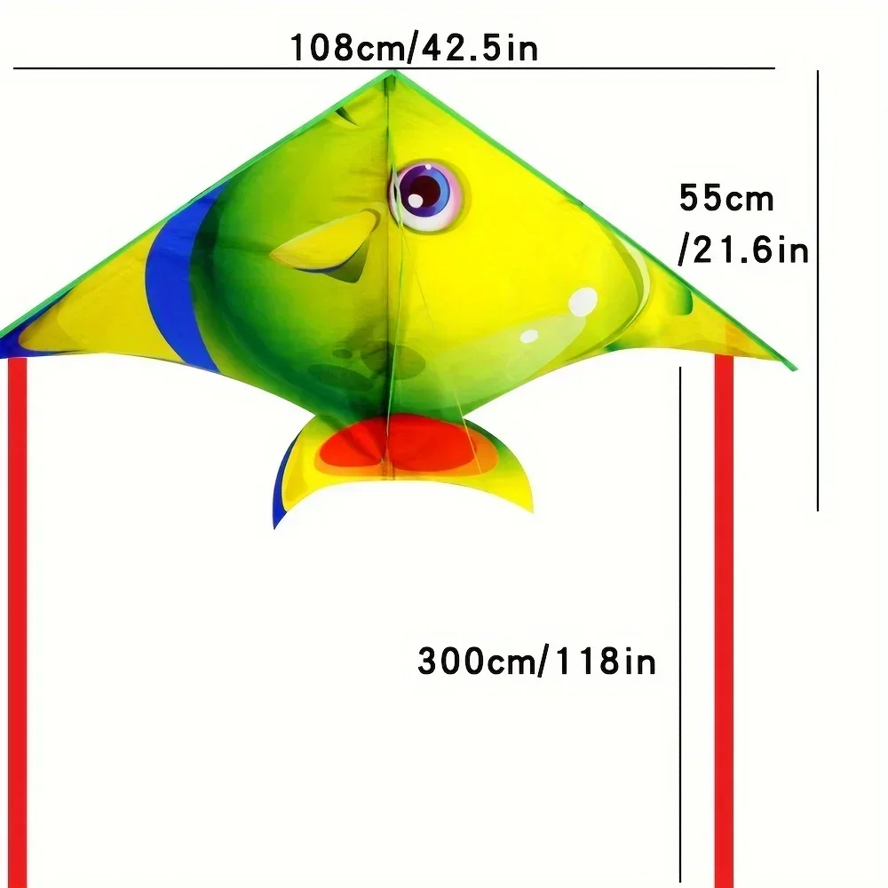 Animal de peixe dos desenhos animados pipa para crianças e adultos fácil de voar pipa de praia com alça de corda para iniciantes adolescentes brinquedo esportivo ao ar livre