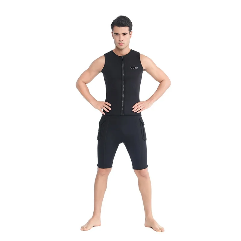 3mm Neoprene Wetsuit Top And Shorts Thermal Warm Sleeveless Vest for Diving Surfing Swimming Sailing Snorkeling
