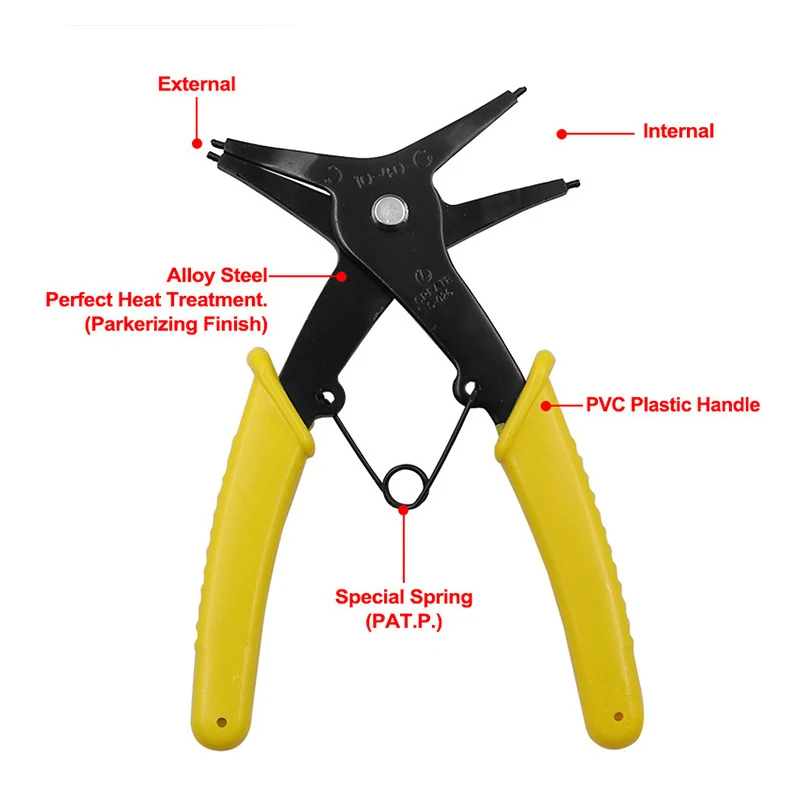 Multifunction 2-in-1 DIY Snap Spring Ring Circlip Removal Install Plier Tool Kit