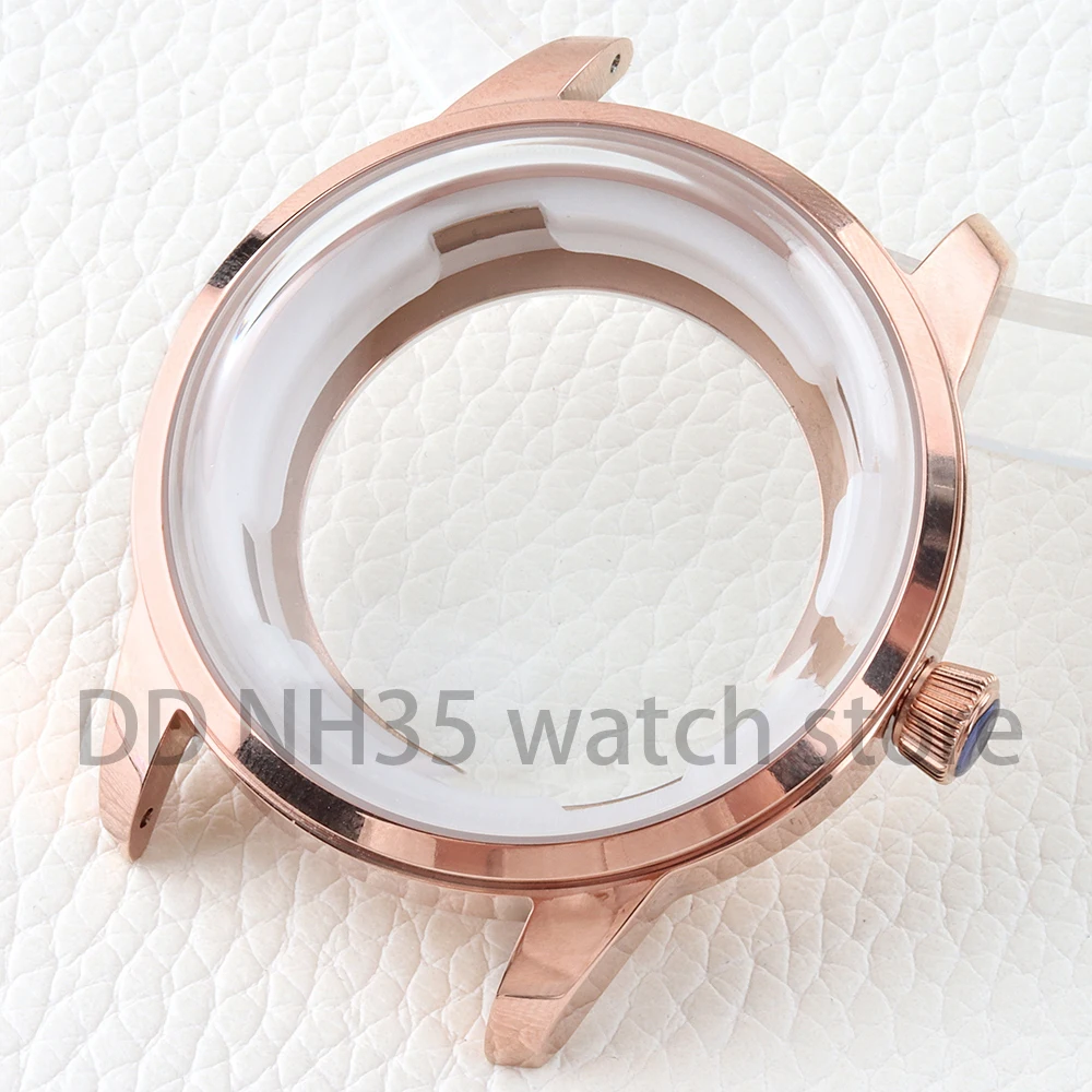 Arched Glass 40mm Nh35 Watch Case Silver/Rose Gold Stainless Steel for Cocktail Time Presage NH35 NH36 NH38 Movement 35mm Dial