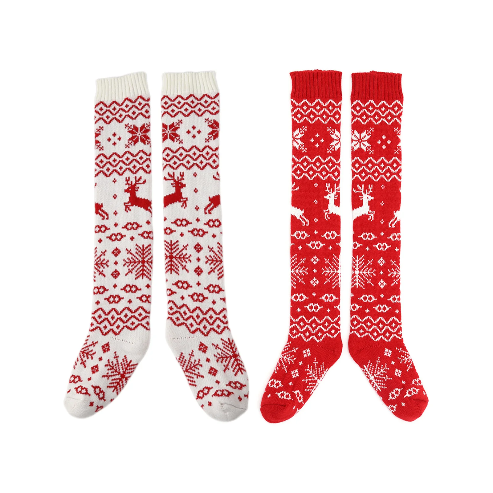 

Рождественские носки с изображением лося, по паре штук, белого и красного цвета.
