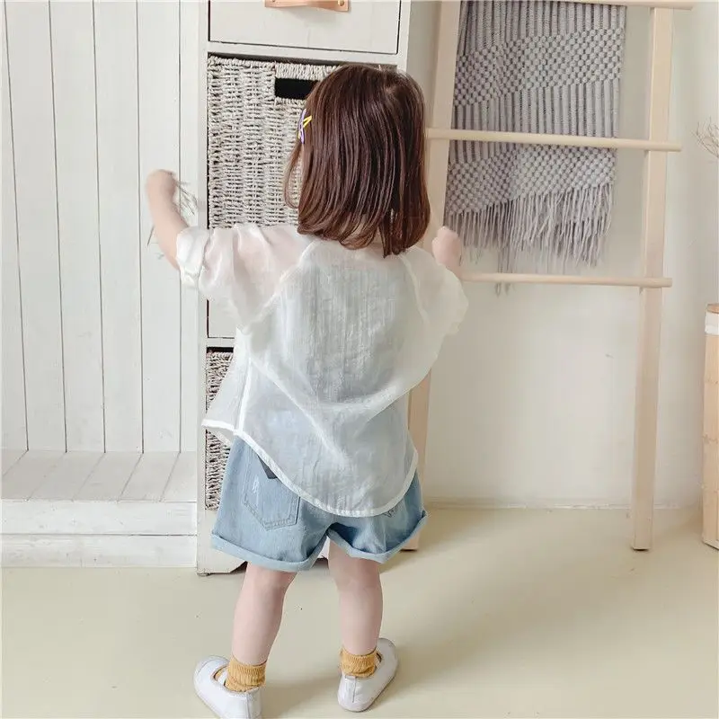 Baby Girl Thin Sun Protection Clothing UV Resistant Summer Jacket Childrens Breathable Air Conditioning Shirt