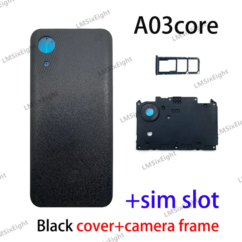 

NEW For Samsung A03core a03 core A032 Back Cover Housing Rear Case Battery Door Lid Panel camera lens sim slot tray Replacement