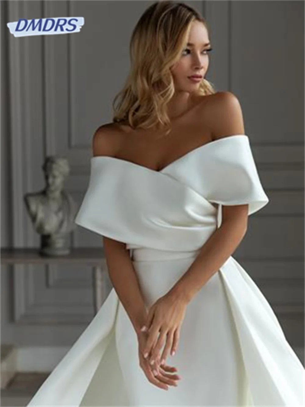 White Detachable Trailing Wedding Dress Sweetheart Satin Mermaid Off the Shoulder Bridal Gowns Custom Made Vestidos De Novia