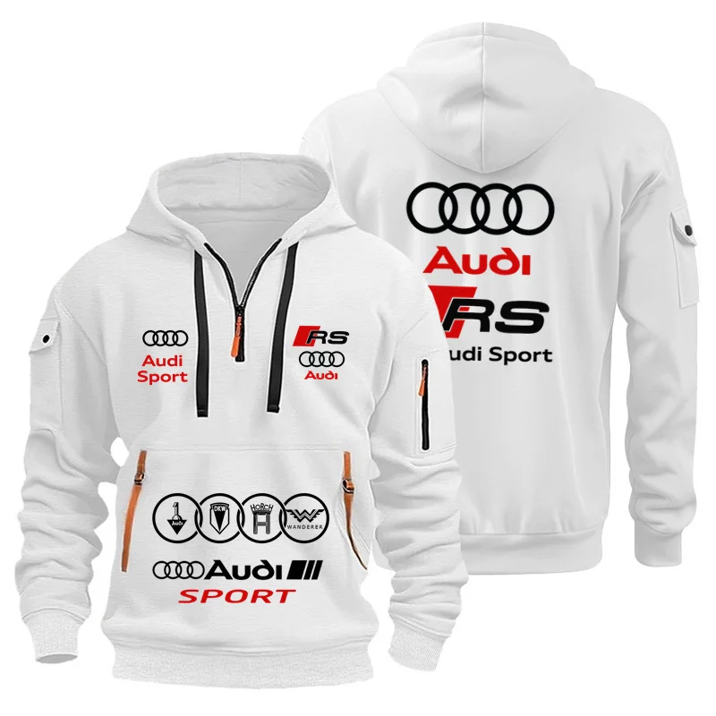

Audi Brand Unisex Motorcycle Racing Hoodie Windproof Warm Casual Fashionable Streetwear Hooded Sweatshirt