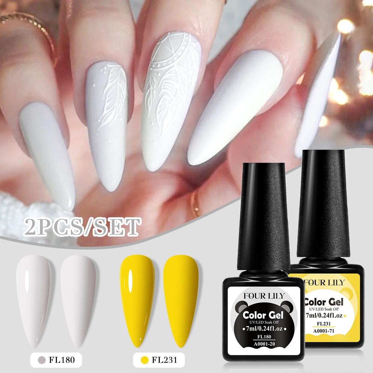 2pcs Gel Nail Polish Kits Pink Red Green Glitter Long-Lasting Nail Art Gel Set for Nail Salon DIY Manicure Soak Off UV Vernis