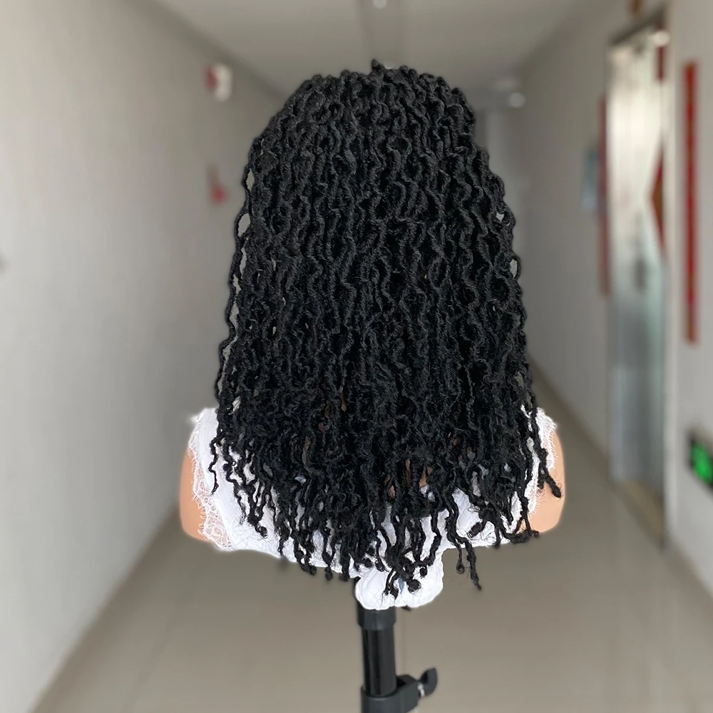 Synthetic Dreadlock Headband Wigs For Black Women Braided Curly Wigs Soft Locs Crochet Braiding Hair Faux Locs Headband Wig