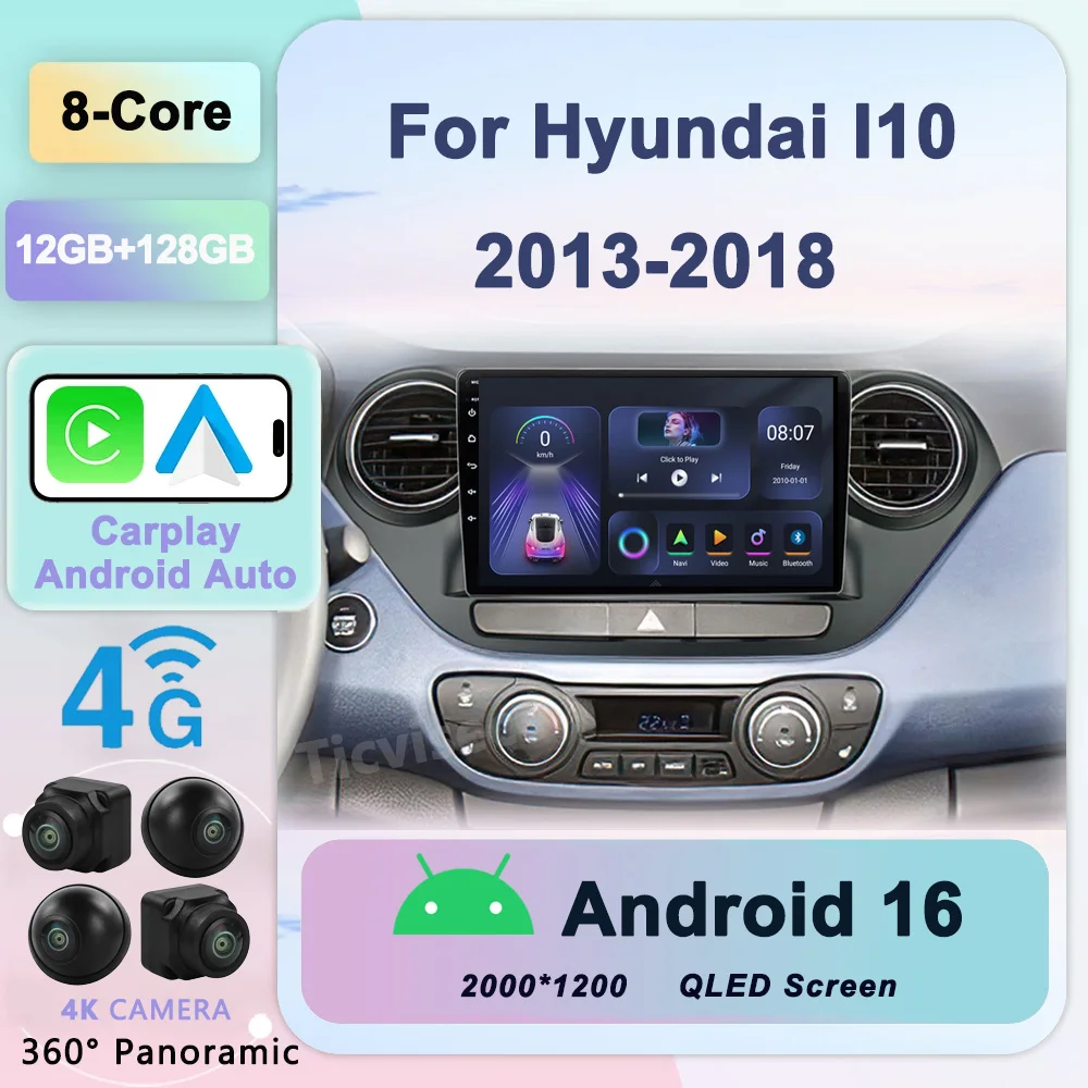 

Android 16 Carplay Auto Car Radio Multimedia Player For Hyundai I10 2013 - 2018 Navigation Autoradio Stereo 2din Head Unit