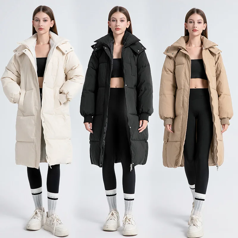 Women Parkas Long Coats Hooded Coat Maxi Autumn Casual Loose Thick Warm Outerwear Coat Jackets Elegant Splice Winter Jacket