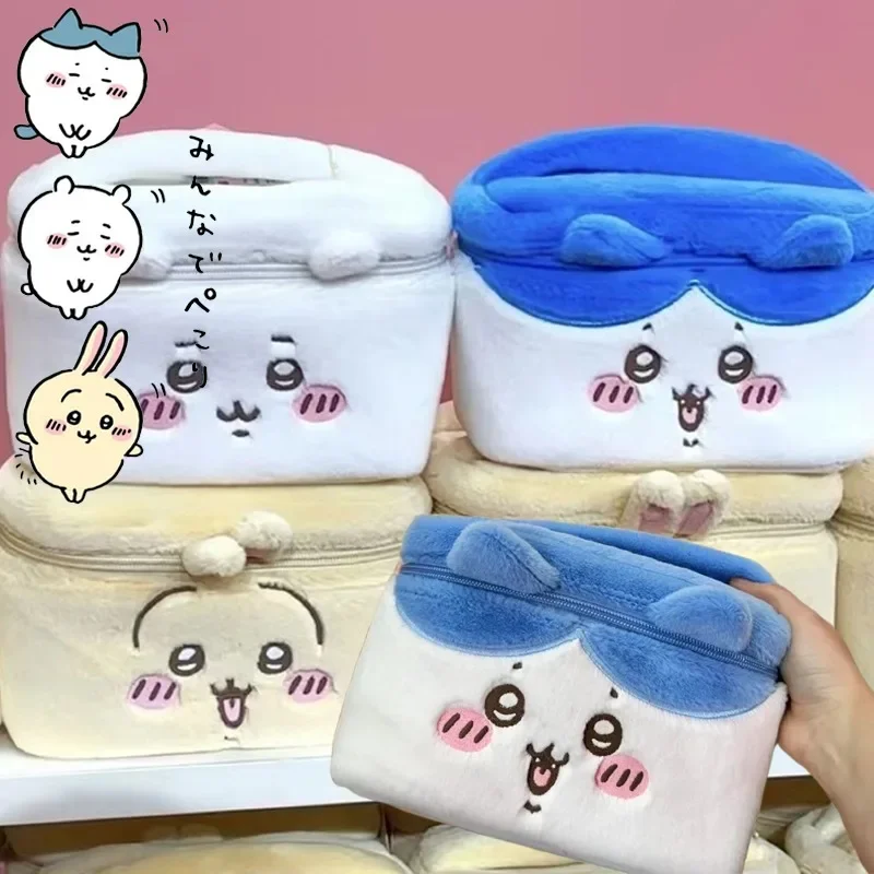 

Kawaii Chiikawa Plush Cosmetic Bag for Women Large Capacity Cosmetic Toiletries Organizer Usagi Storage Tote Bag Girls Handbags