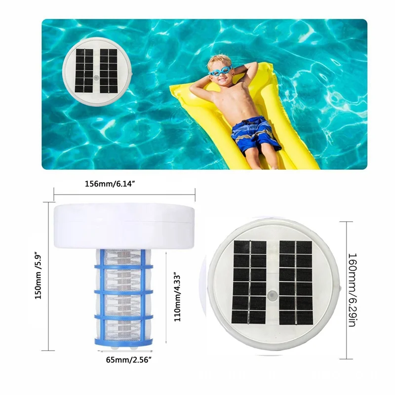 AB46-Solar Pool Ionizer, Copper Pool Ionizer Floater Auto Switching Of Multi-Colored LED Night Light, Floating Pool Cleaner