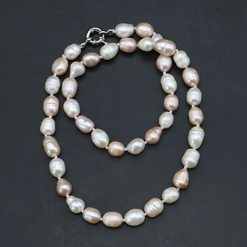 

7-8mm Natural Baroque Threaded Rice Pearl Necklace 44cm Length Fashionable Women's Light Luxury Neckline Adornment For Gifting
