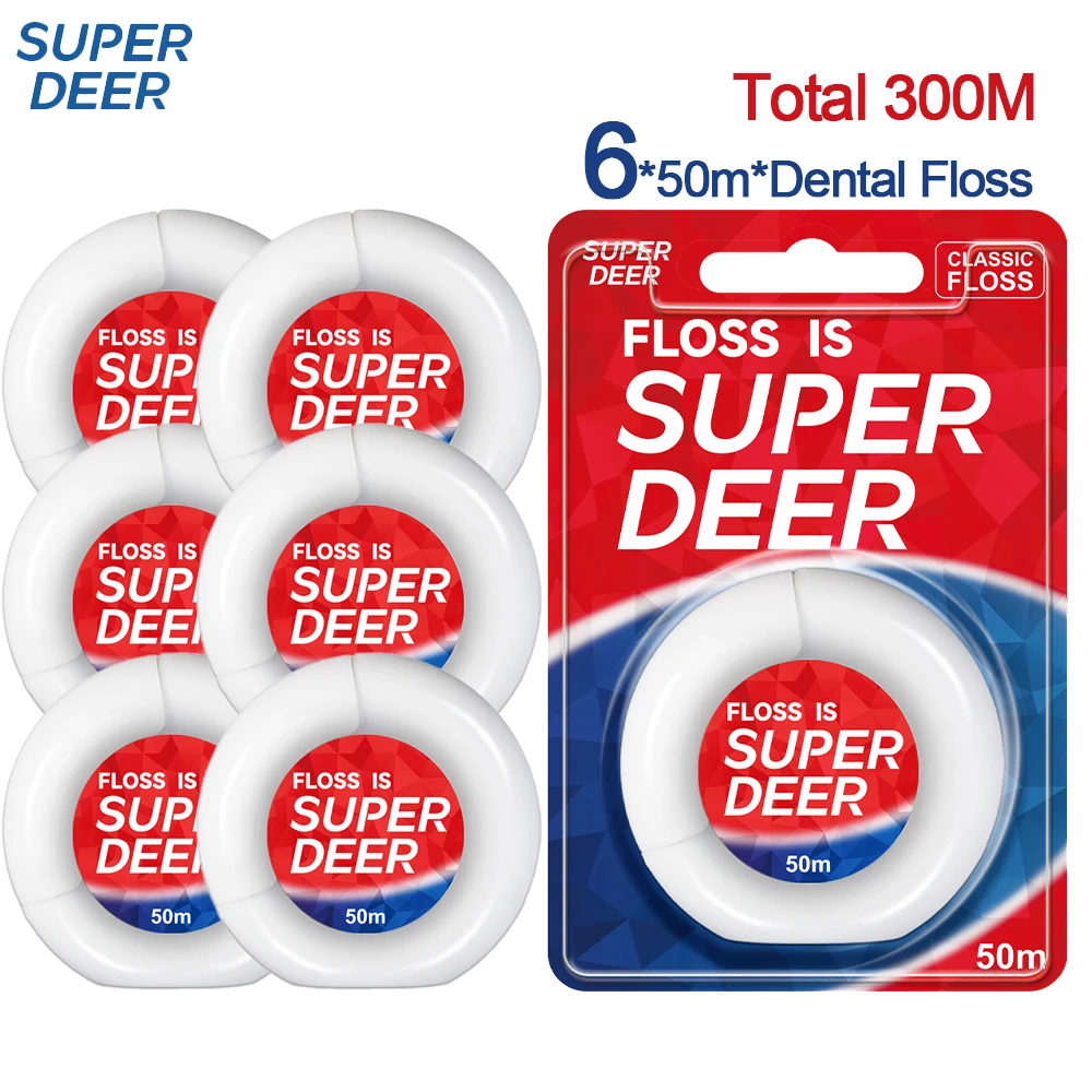 Super Deer Dental Floss Roll Portable Free-cutting Interdental Cleaning Floss Roll Fresh Breath Oral Care Tool 300M