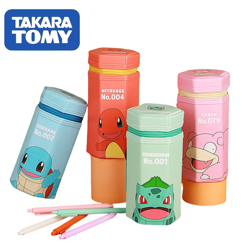 

TOMY Spot Pokemon Limited Gengar Bulbasaur Hexagon Pencil Case Cartoon Mew Slowpoke Three-Dimensional Student Stationery Case