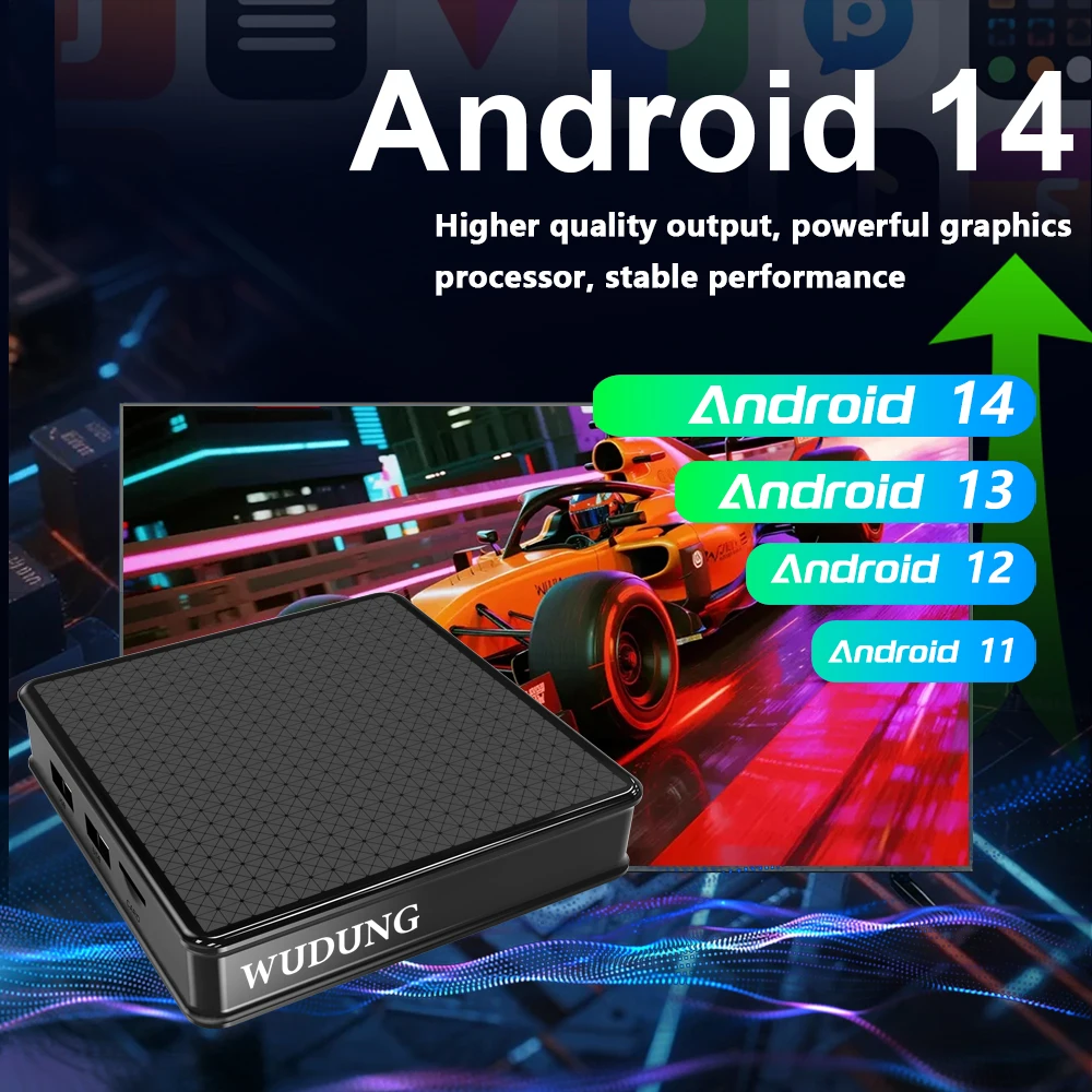 WUDUNG WD02 4k Android 14 Smart TV Box Rockchip RK3518 WIFI6 4K HD Set Top Box Sprachassistent Streaming Media Player 2G 16G