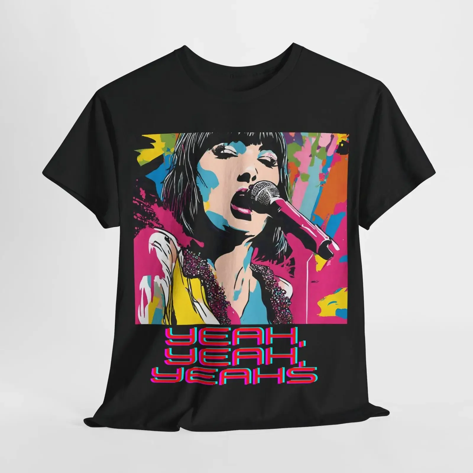 Karen O Yeah Yeahs Pop Art Inspired Fan T Shirt Music for Festival Lovers vintage Washed streetwear graphic fashion Slightly