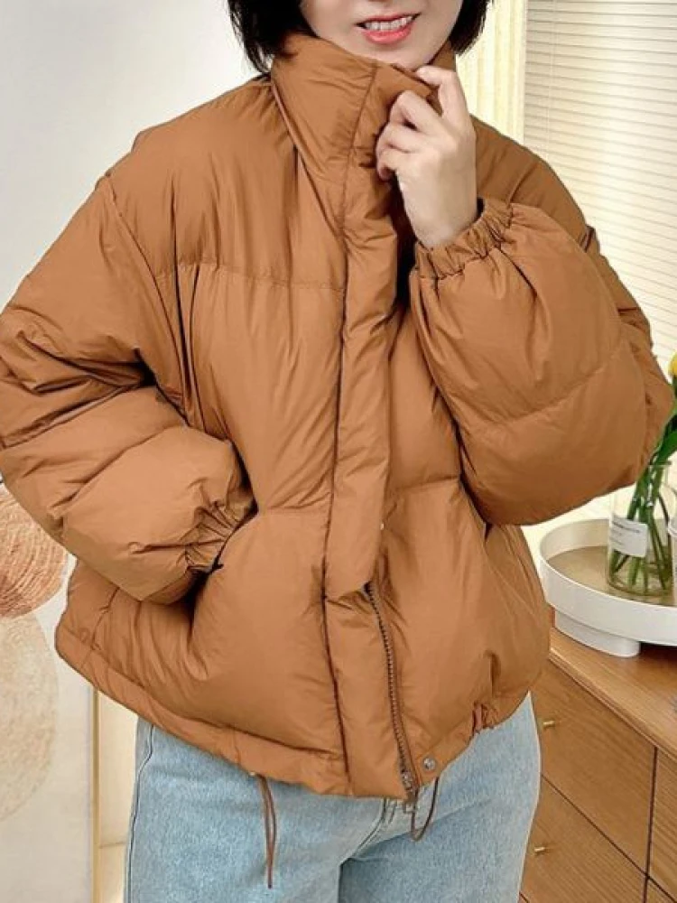 

Женская утепленная куртка-пуховик свободного кроя, короткая зимняя куртка в корейском стиле, укороченная, из хлопка