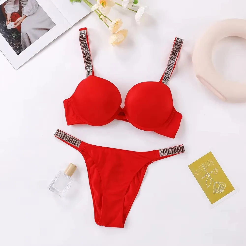 Victoria's Secret Nieuwe Klassieke BH en Slip Set Kant Lingerie Sets Dames Sexy Lingerie Set Kant Trim Ondersteunend Verstelbaar