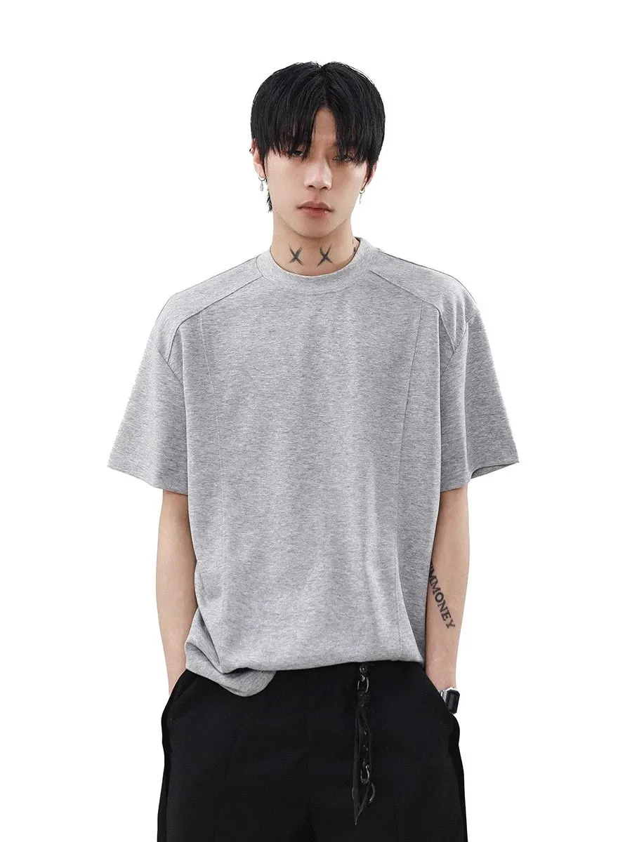 

Summer Cool Feeling Loose Men's ort Sve T-irt Color Deconstructed Design Small Collar Versatile Casual Top