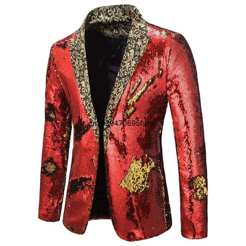 Männer Blazer Shiny Pailletten Schal Kragen anzug Männer Hochzeit Bräutigam Sänger Prom Glitter Anzug Jacke DJ Club Bühne Männer anzug