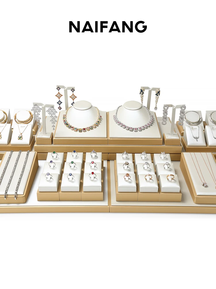 Luxury jewelry display props, light luxury necklaces, rings, earrings, bracelets display racks, counter jewelry display racks