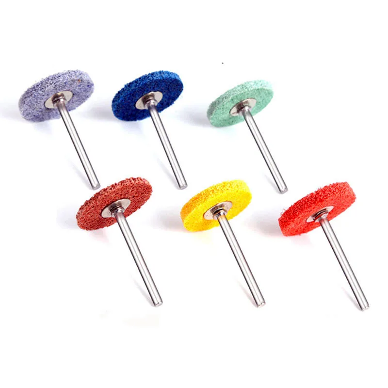 6pcs Mini Brush Abrasive Wheel Nylon Fiber Grinding Sanding Head +1pcs 3mm Shank Buffing Polishing Wheel Tools For Dremel