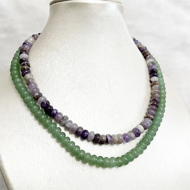 5*8MM Oval Colorful Amethyst Aventurine Jade Necklace White Purple Green Natural Stone Beads Women Luxury Gemstone Custom Gift