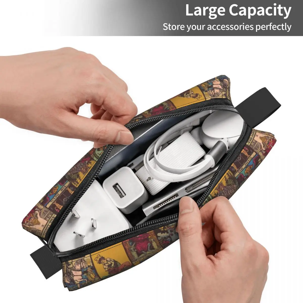 The Major Arcana Of Tarot Vintage Patchwork Makeup Bag Cosmetic Dopp Kit Toiletry Cosmetic Bag Women Beauty Travel Pencil Case