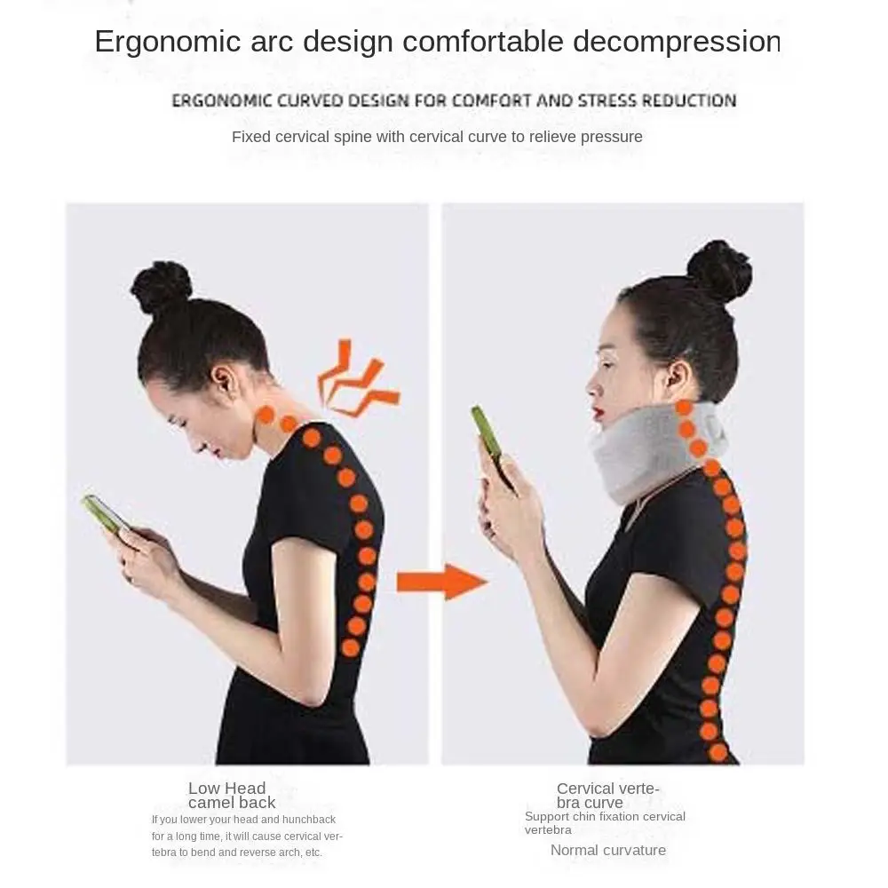 Neck Traction Neck Cervical Brace Neck Orthopedic Ice Silk Neck Support Sleeve Pillow Collar Sponge Neck Fixation Belt Unisex