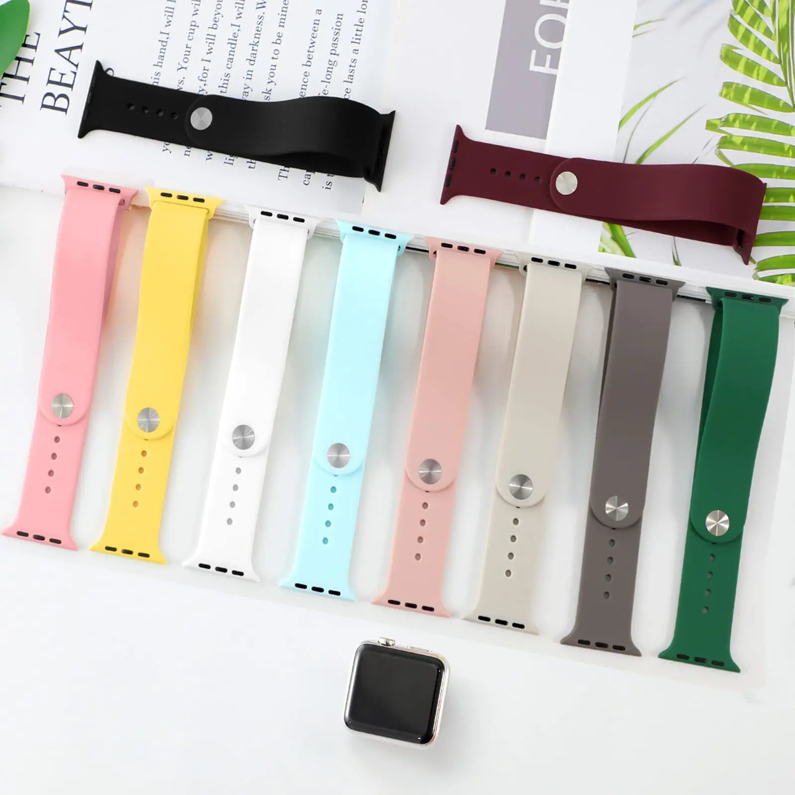 Силиконовый ремешок для Apple Watch Band 44 мм, 40 мм, 46 мм, 41 мм, 45 мм, 38 42, ремень-браслет Loop iwatch series 7 se 6 8 9 10 Ultra 2 49 мм