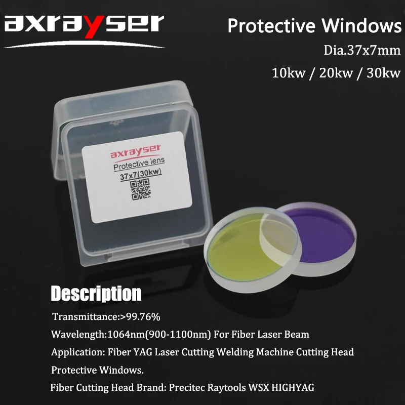 

Laser Protective Windows D37x7mm Cutting Fiber Lens Powerful Quartz Fused Silica 1064nm for Precitec Bodor Raytools WSX Machine
