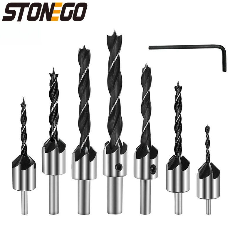 

4 шт./7 шт. деревообрабатывающий инструмент для снятия фаски, сверло для увеличения отверстий, направляющее сверло, сверло из высокоскоростной стали, деревообрабатывающее сверло с потайной головкой