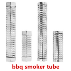 Stainless Steel BBQ Smoker Grill Tube Perforated Mesh Smoker Tube Filter Gadget Generator Pellet Smoking BBQ Accessories Tools