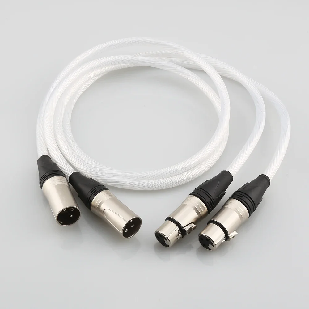 Hi-end Pure Silver Plated 5N OCC Cable Hifi 2 XLR Male to 2 XLR Female Cable Balance Cable