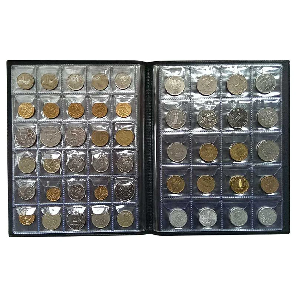 

Collection Book 250 Pockets Artificial Portable Coin Storage Album Transparent Pockets Secure Flaps For Collectors