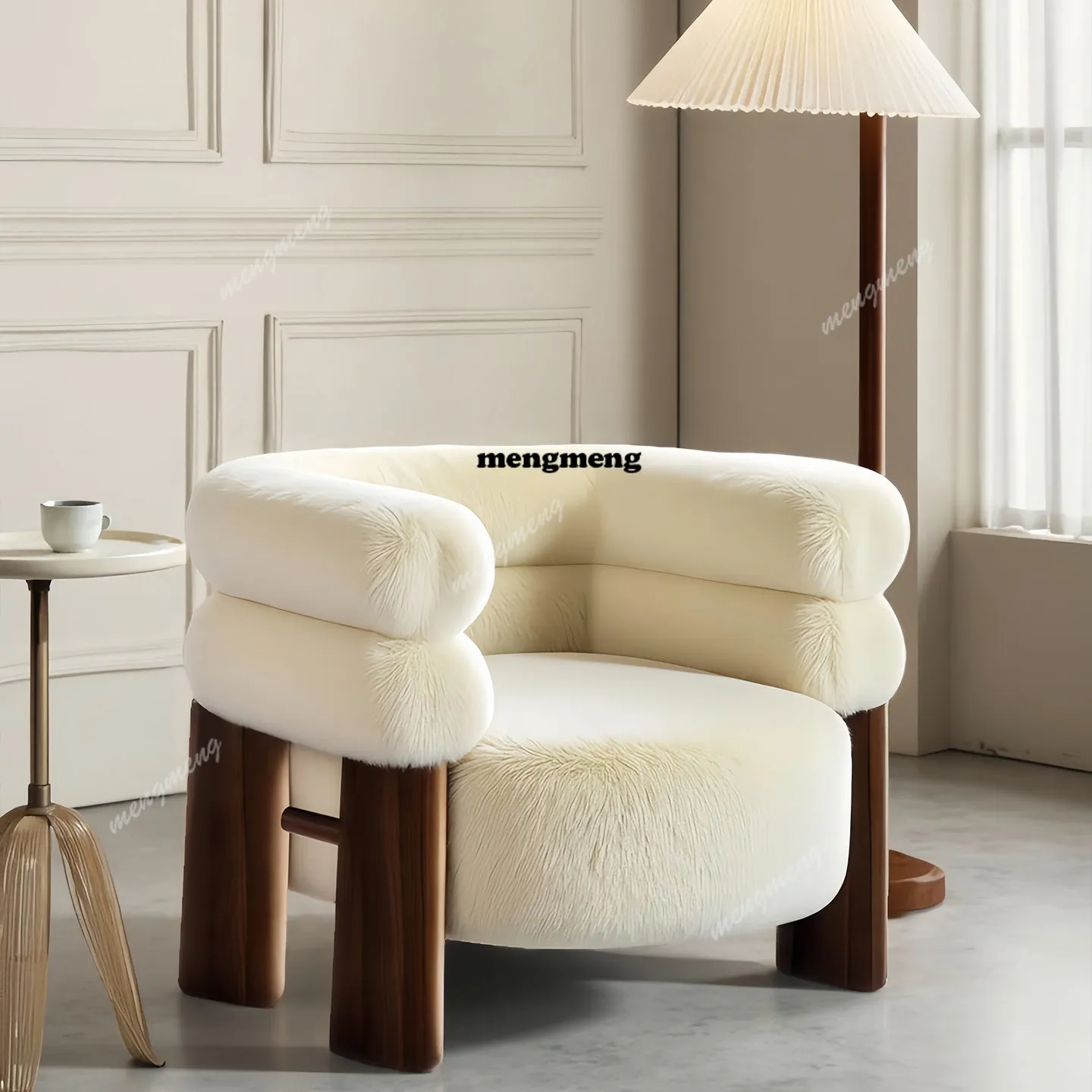 

Single sofa chair Living room antique designer leisure balcony cream wind Song's aesthetic sofa chair