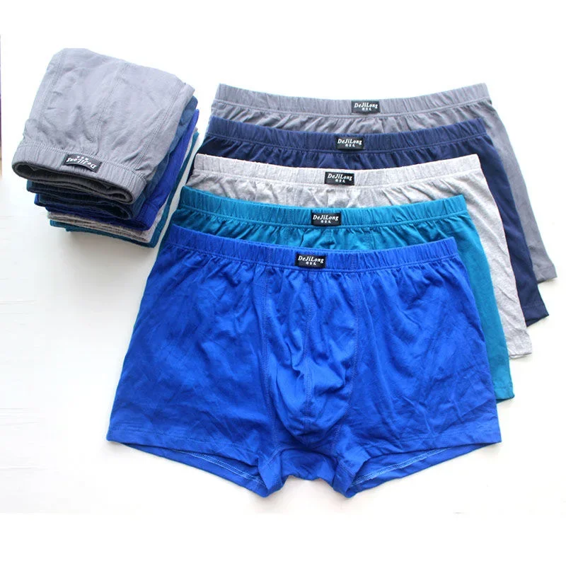 5pcs/Lot 100% Cotton Men\'S Underwear Four Shorts Boxers  6XL 5XL male Underpants Boxers Shorts Breathable printing Comfortable