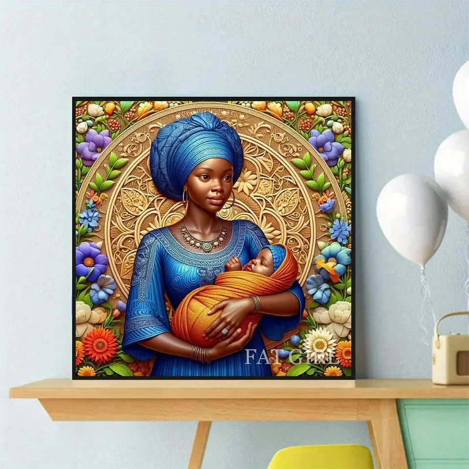 New Mother Love 5d Diamond Painting Embroidery African Rhinestone Picture Full Square Mosaic Jewelry Cross Stitch Kit Wall Decor