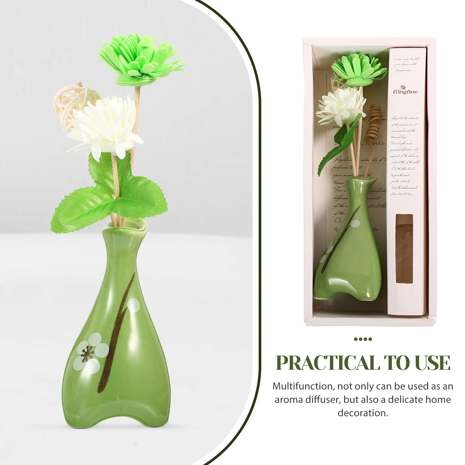 

1 Set Ceramic Vase Aromatherapy Oil Set Multifunctional Home Decoration Essential Oil Diffuser For Bedroom Office Air Freshener