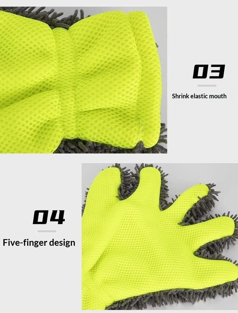 Sherwin Plüsch-Fünf-Finger-Autowaschhandschuhe Plüsch-Autoreinigungsschwamm Radnabenreinigung Dickes Plüschmaterial Beschädigt Nicht – Detail 9