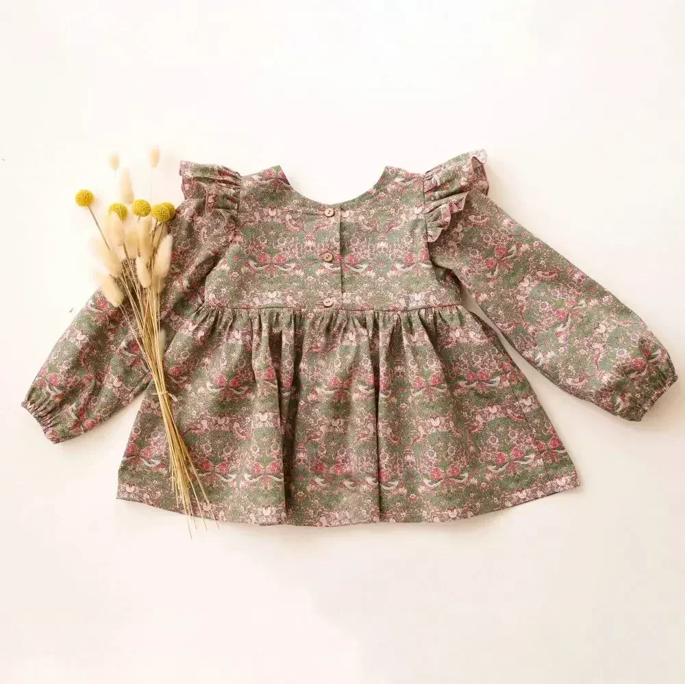 Floral Baby Girl Blouse Long Sleeve Girl Tops Spring Korean Style Toddler Girl Shirt Clothes