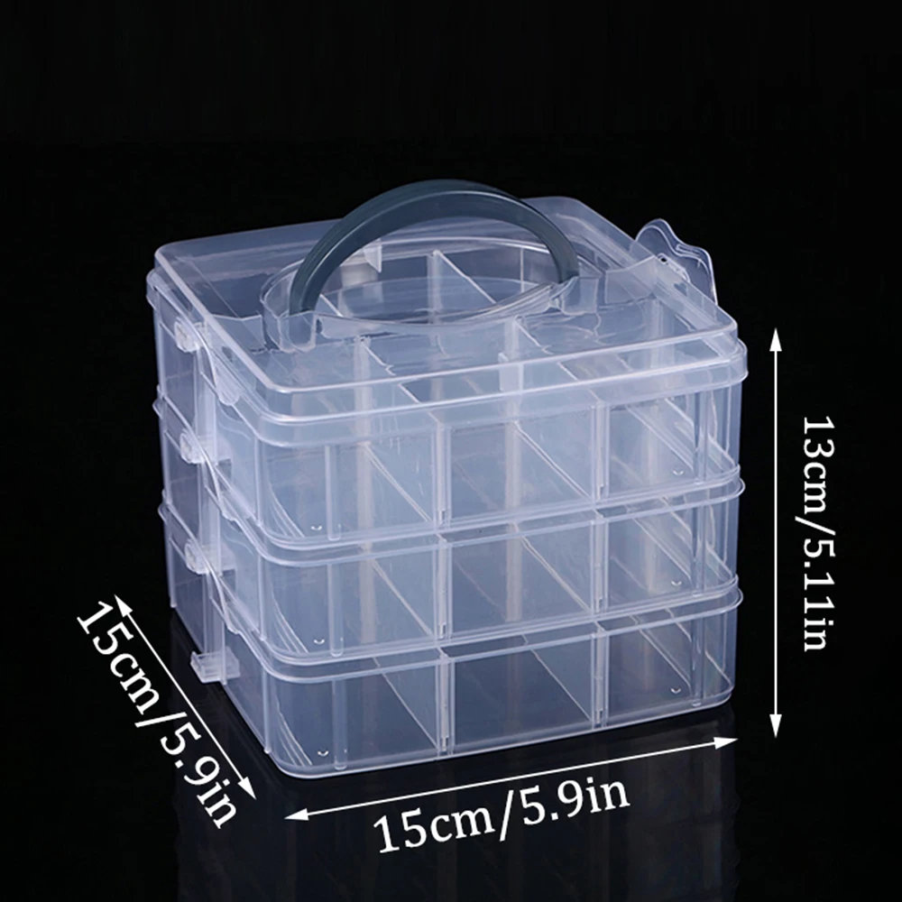 3 Levels Storage Box Plastic Portable Detachable Jewelry Storage Box Three-Layer Detachable Transparent Cosmetic Toy Storage Box