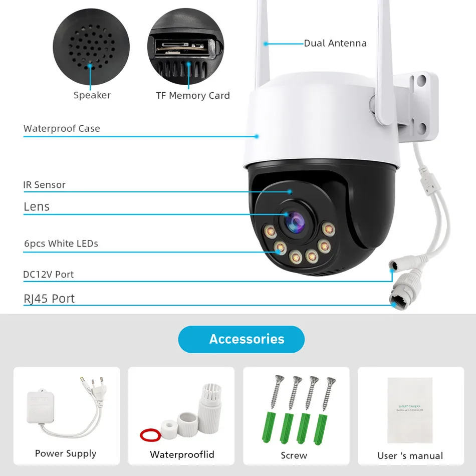 4K 8MP 2K 4MP PTZ WIFI Camera HD Outdoor IP Camera  AI Auto Tracking Security Protect CCTV Surveillance ICSEE smart home IP66