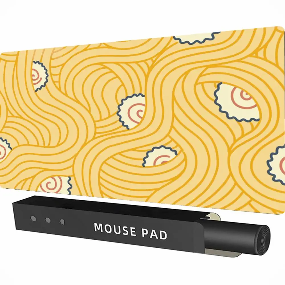 Ramen Sushi Food Print PU Leather Large Mouse Pad Waterproof Non-Slip Rubber Desk Mat Easy Clean Gaming Office Keyboard Decor