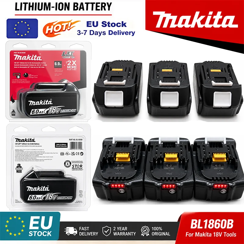 Image of Original Makita 18V 6,0Ah Akku, für Makita BL1830 BL1830B BL1840 BL1840B BL1850 BL1850B Elektrowerkzeug-Akku