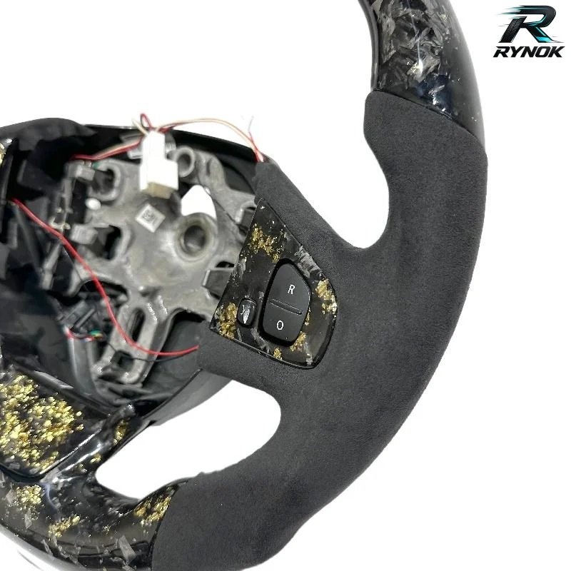 Gold Forged Carbon Fiber Sport Racing Steering Wheel 5 New Trend Design for Renault Clio 5 Flat Bottom with LED