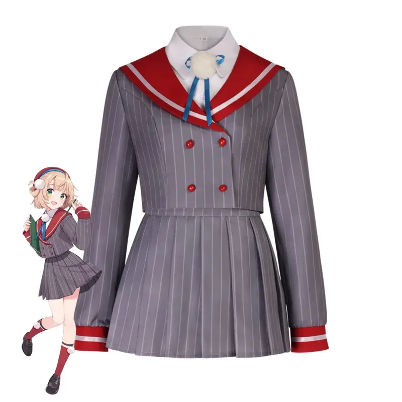 Disfraz de YouTuber Virtual Shigure Ui, VTuber, Japón, Corea del Sur, uniforme escolar JK, abrigo a rayas, falda, traje bonito para el Campus para mujer